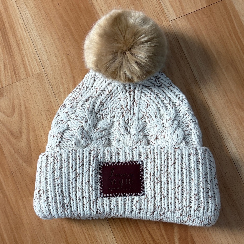 Love Your Melon Cream Knit Beanie